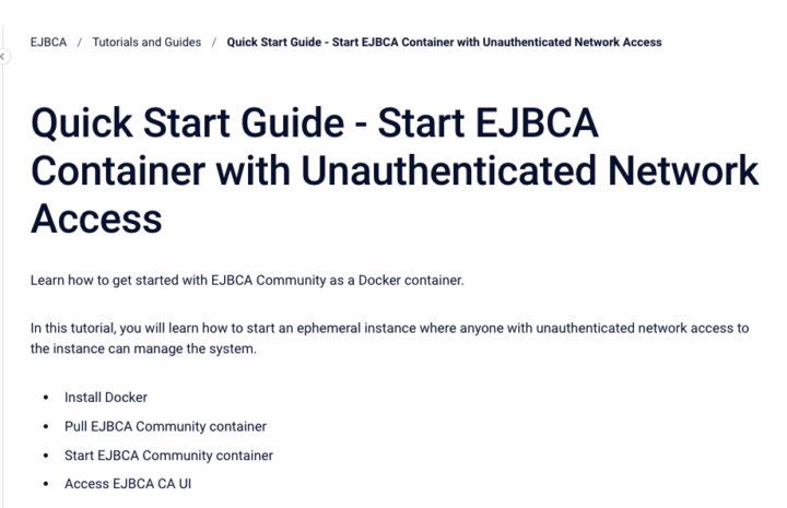 Get started with EJBCA container